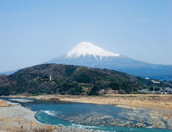 富士川と富士山のコンビネーション