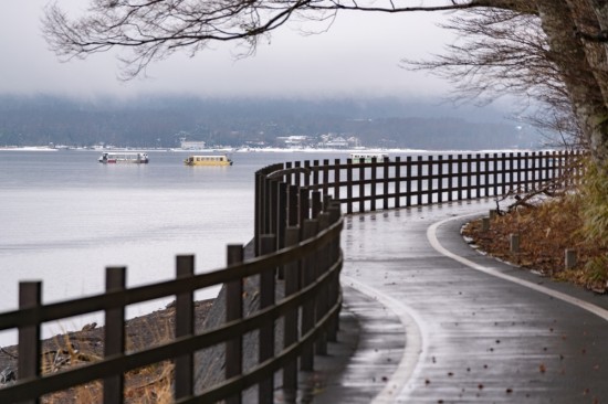 山中湖周辺にはサイクリングロードが設けられている。春や夏には散歩すると気持ちよさそう